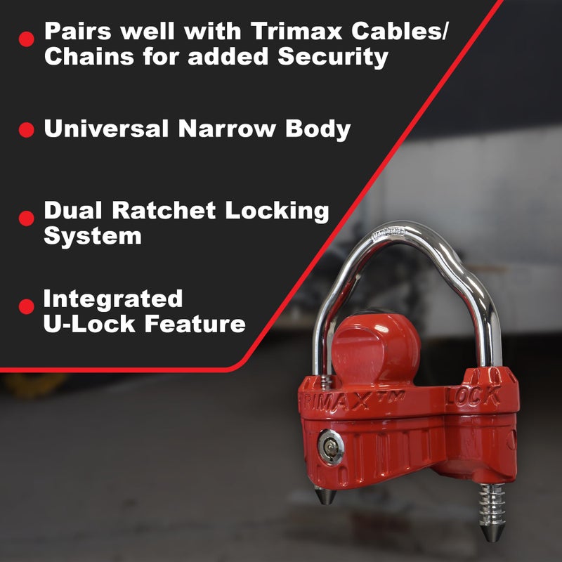 Trimax - UMAX 25D - Trailer Lock for Hitch, Dual Purpose Transforms to U Lock - Trailer Hitch Lock for 1-7/8" - 2-5/16" Couplers, All Coupler Types - Image 3